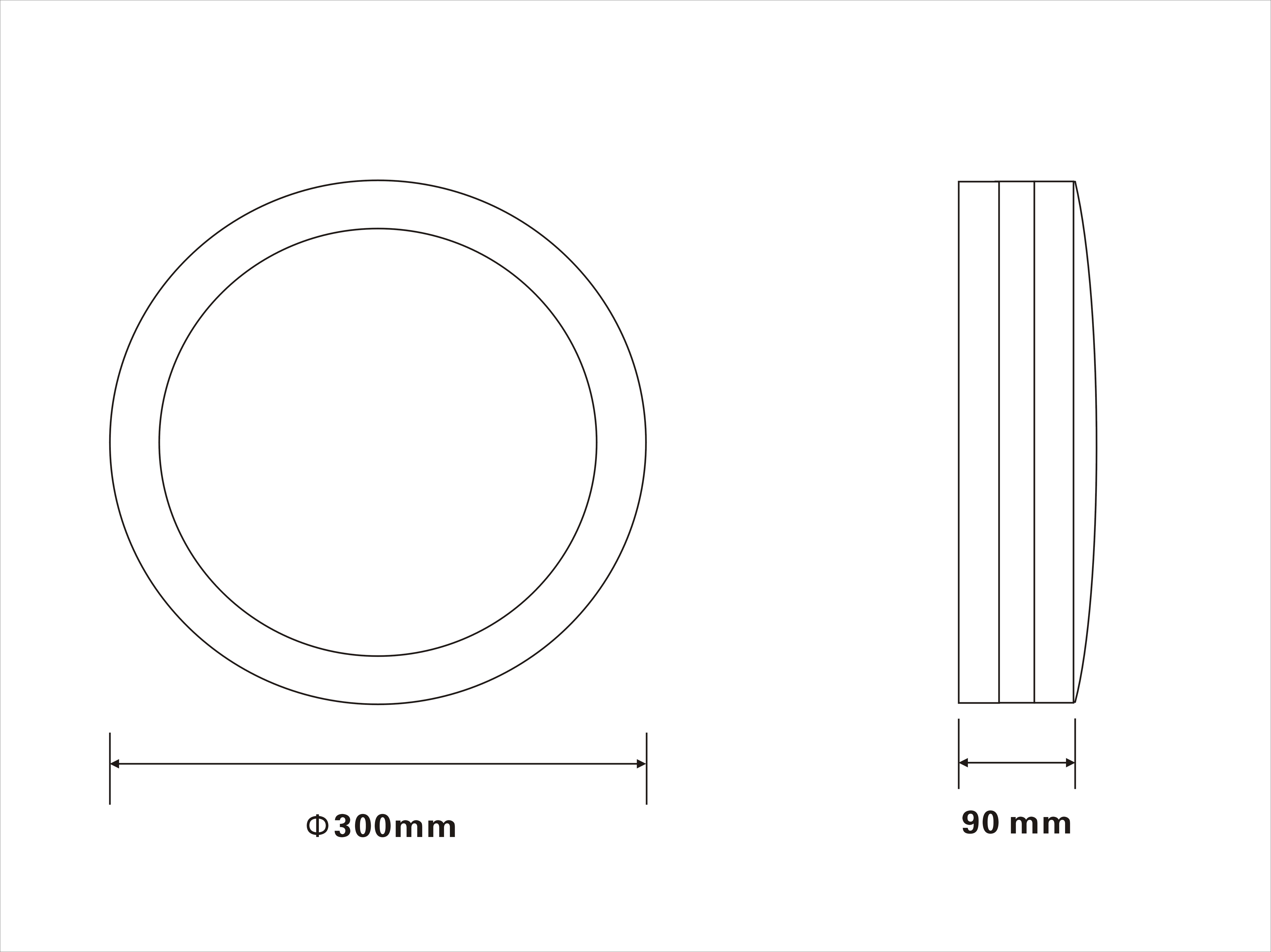 size of IP65 ceiling lamp